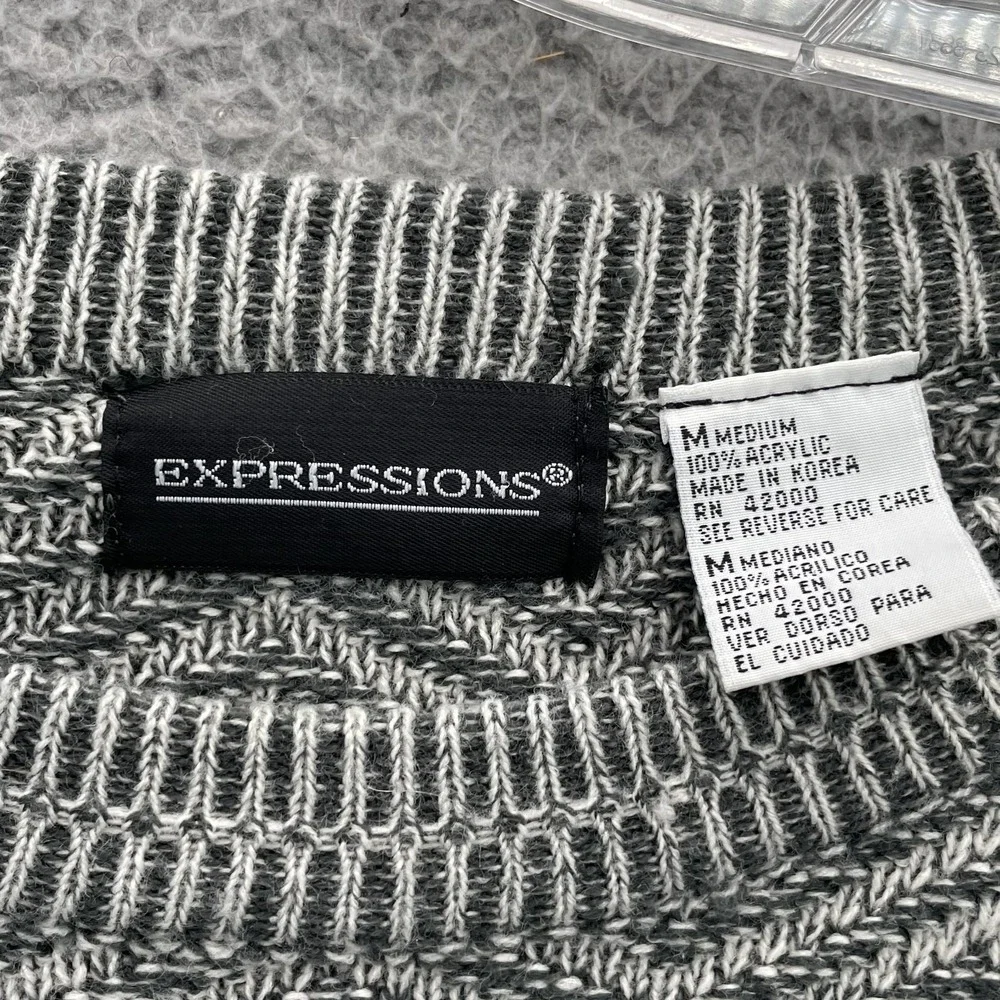 VTG Expressions Sweater Men's Medium Chevron Chunky Cabin Grandpa Cozy‎ Gorpcore